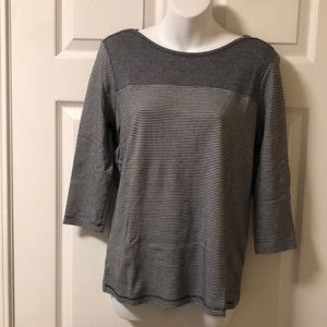 L.L. Bean navy and white striped 3/4 top S-REG